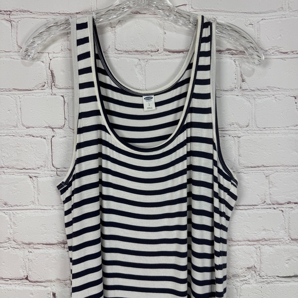 Old Navy Black White Sleeveless Sheath Maxi Dress stretchy size large tropical - Picture 3 of 9